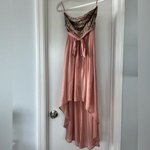 Bronze sequin and blush dress